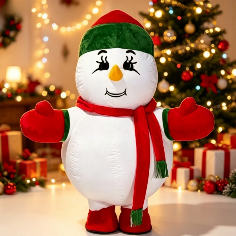 Costumes - 空気で膨らませるタイプの雪だるまの着ぐるみ。大人用。魅力的なデザインで、誕生日プレゼントやクリスマス、カーニバル、仮装パーティーのアクセサリーに最適。