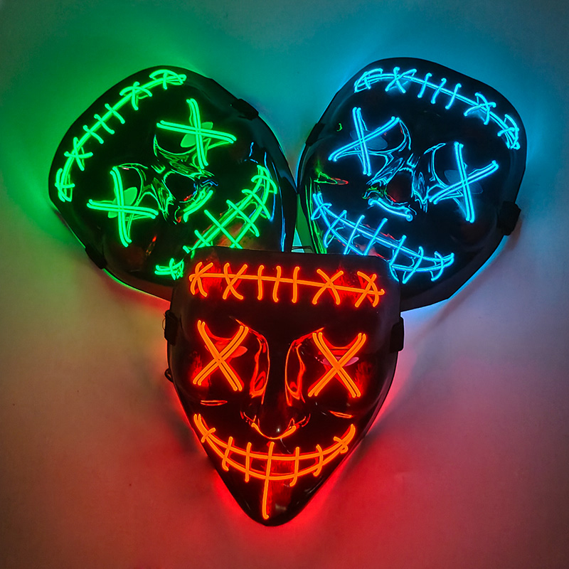ワイヤレスフルフェイスパージマスク怖いホラーコスプレ小道具仮 - Led Purge Mask Halloween のレビューと価格