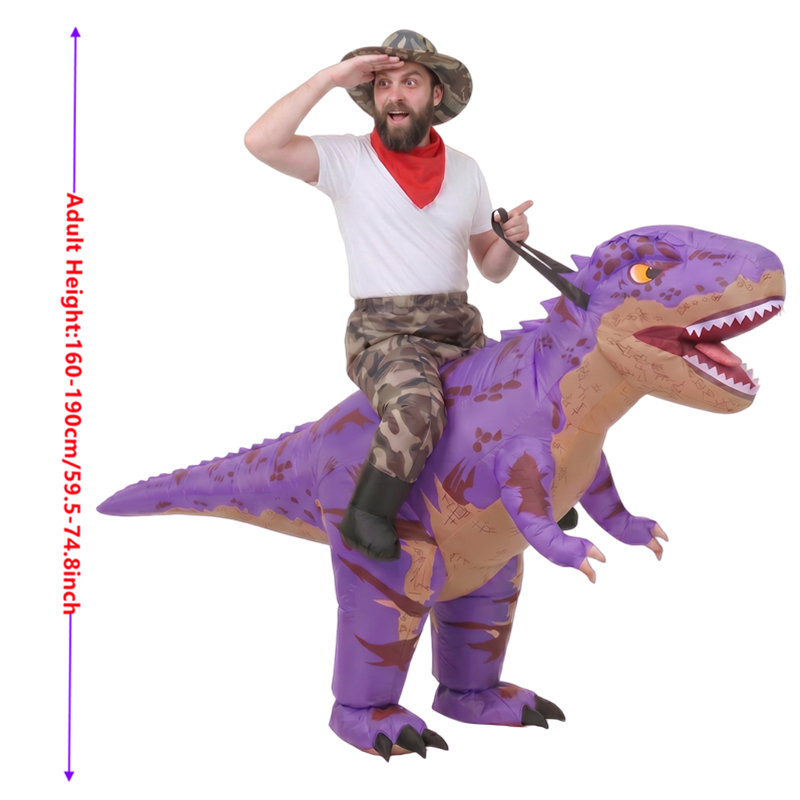 大人用、面白い迷彩柄の紫色のT-Rex（ティラノサウルス）の - Inflatable Dinosaur Costume Adult のレビューと価格