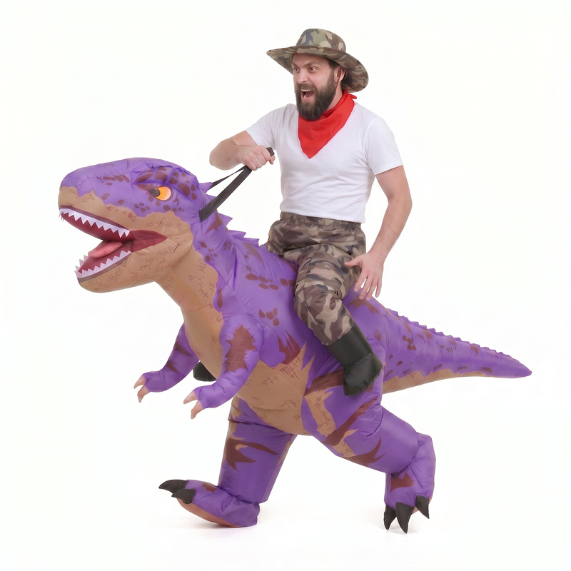 大人用、面白い迷彩柄の紫色のT-Rex（ティラノサウルス）の - Inflatable Dinosaur Costume Adult のレビューと価格
