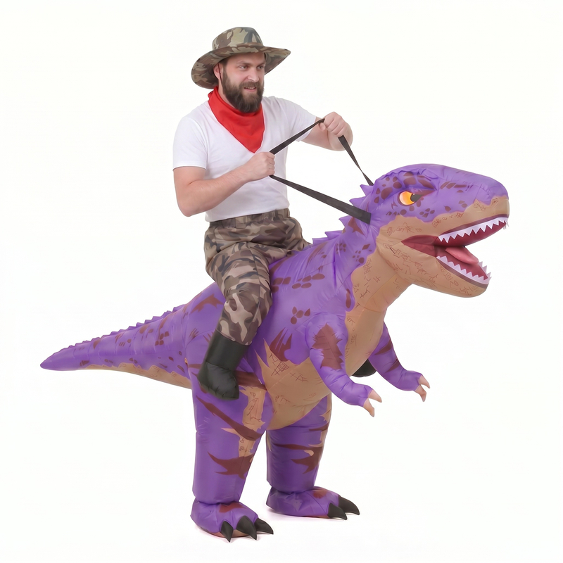 大人用、面白い迷彩柄の紫色のT-Rex（ティラノサウルス）の - Inflatable Dinosaur Costume Adult のレビューと価格