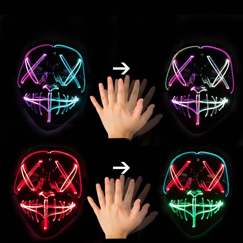 ジェスチャーコントロールLEDマスク 光るハロウィンパージマ - Led Purge Mask Halloween のレビューと価格