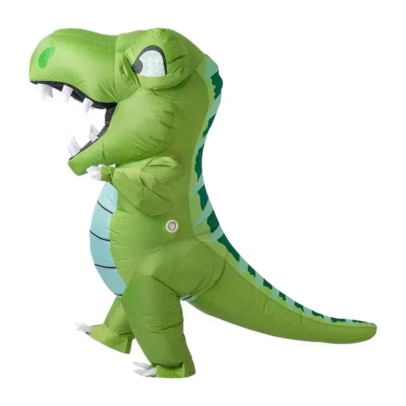 大人用、太った頭を持つ恐竜の着ぐるみ。全身を覆うタイプで、空 - Inflatable Dinosaur Costume Adult のレビューと価格