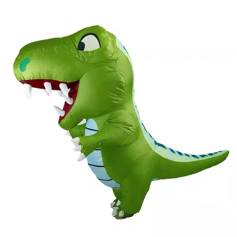 大人用、太った頭を持つ恐竜の着ぐるみ。全身を覆うタイプで、空 - Inflatable Dinosaur Costume Adult のレビューと価格
