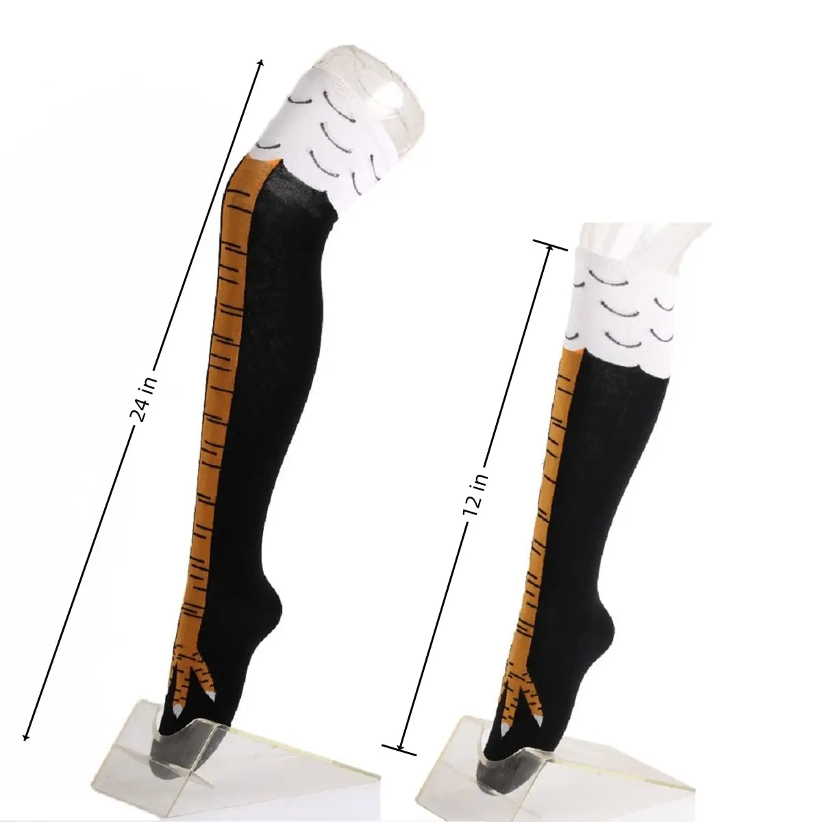1～5枚入り 女性用 鶏の足プリント サイハイストッキング  - Funny Chicken Leg Socks のレビューと価格