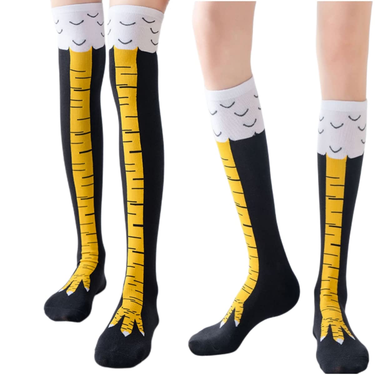 1～5枚入り 女性用 鶏の足プリント サイハイストッキング  - Funny Chicken Leg Socks のレビューと価格