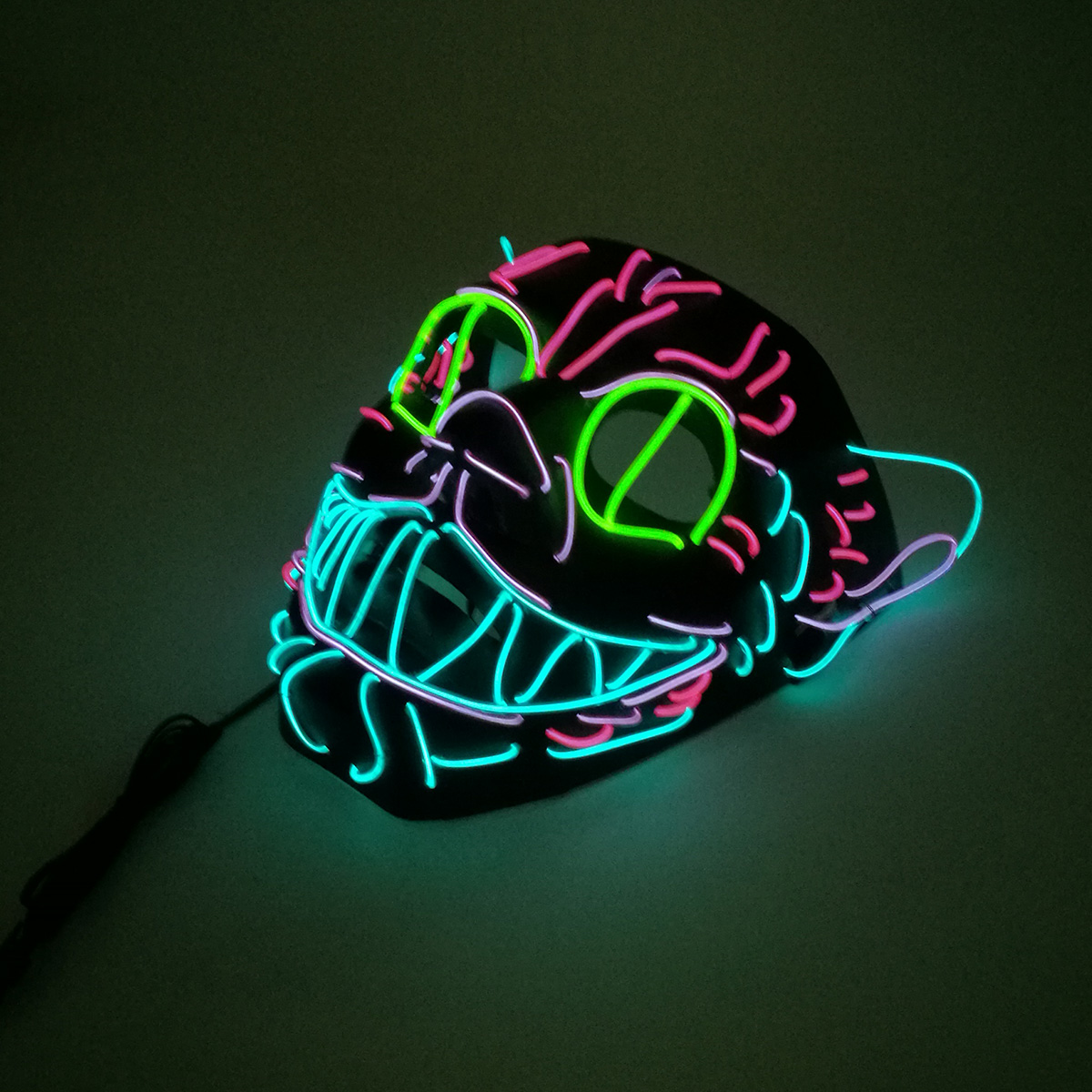 キャットキング-フルフェイスのヘッドギア,装飾的なライト付き - Led Purge Mask Halloween のレビューと価格