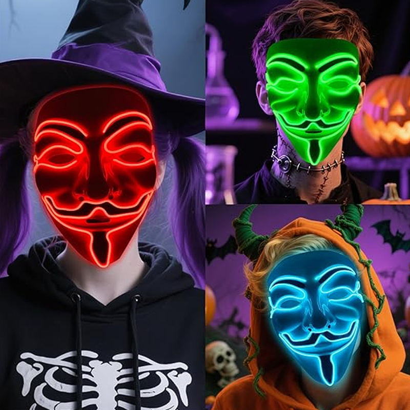 ヴェンデッタLEDマスク映画テーマパーティーデコレーション点 - Led Purge Mask Halloween のレビューと価格