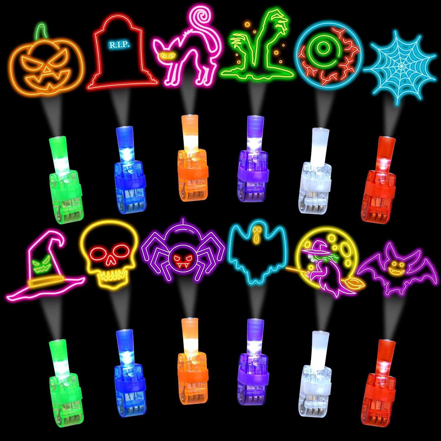 36個入り ハロウィンフィンガープロジェクターライト 暗闇で - Glow In The Dark Party Glasses のレビューと価格