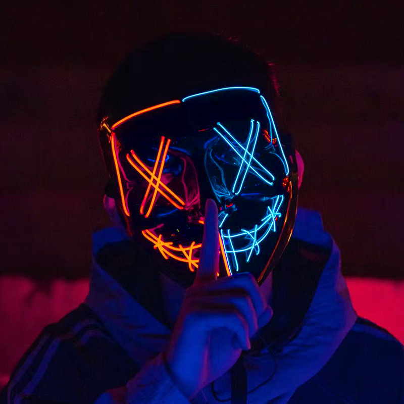 ワイヤレスネオン発光パージマスクコスプレ光るマスク大人用ライ - Led Purge Mask Halloween のレビューと価格