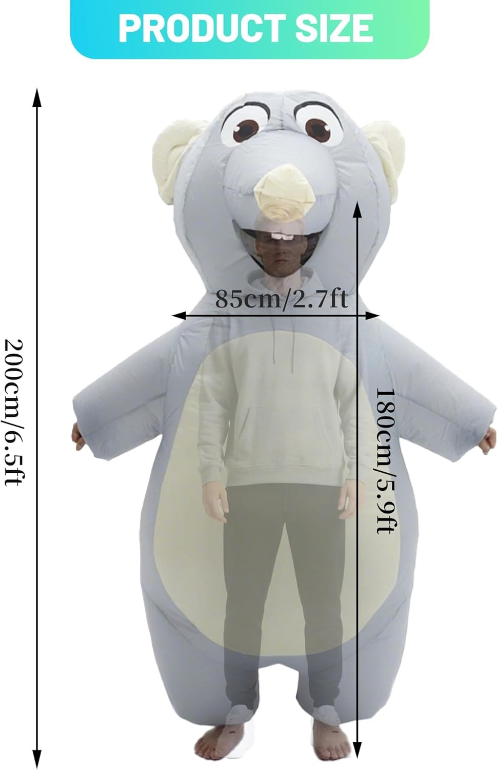 大人用インフレータブルマウスコスチューム。ハロウィーンパーテ - Costumes のレビューと価格