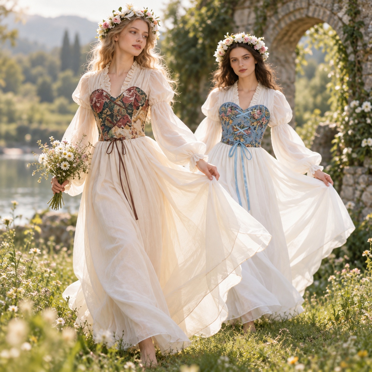 ルネサンス様式のコルセットウエストドレス。中世の舞台パフォー - Medieval Renaissance Dress Women のレビューと価格