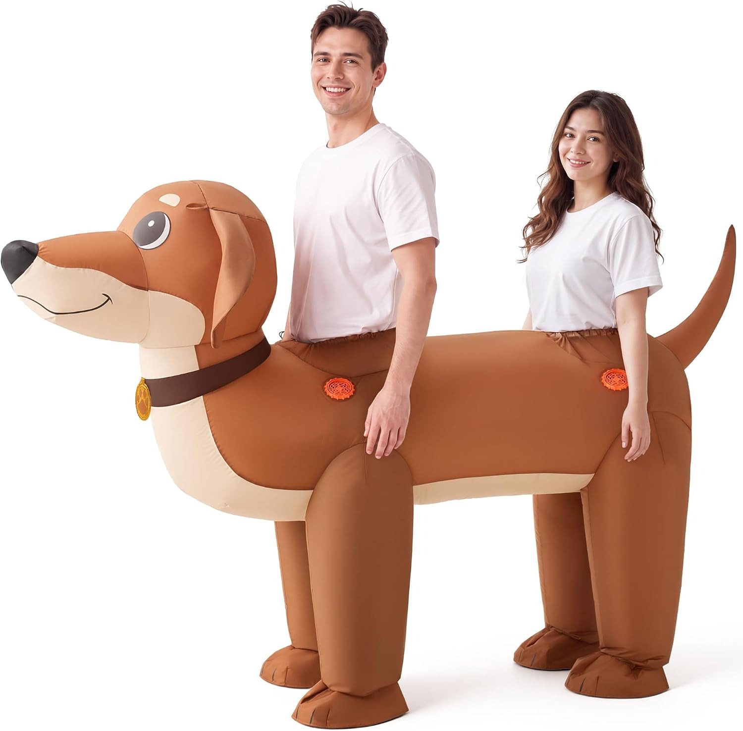 カップル用、大人用の、空気で膨らませるダックスフンドのコスチ - Costumes のレビューと価格