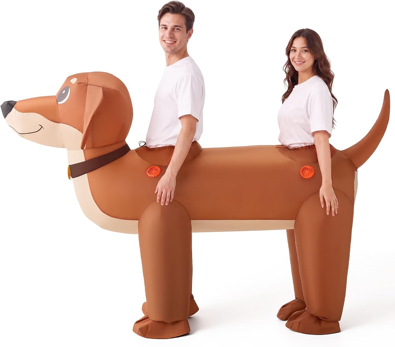 カップル用、大人用の、空気で膨らませるダックスフンドのコスチ - Costumes のレビューと価格