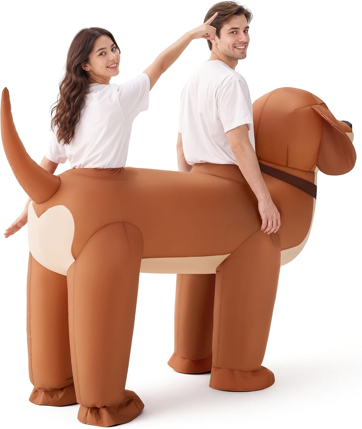 カップル用、大人用の、空気で膨らませるダックスフンドのコスチ - Costumes のレビューと価格
